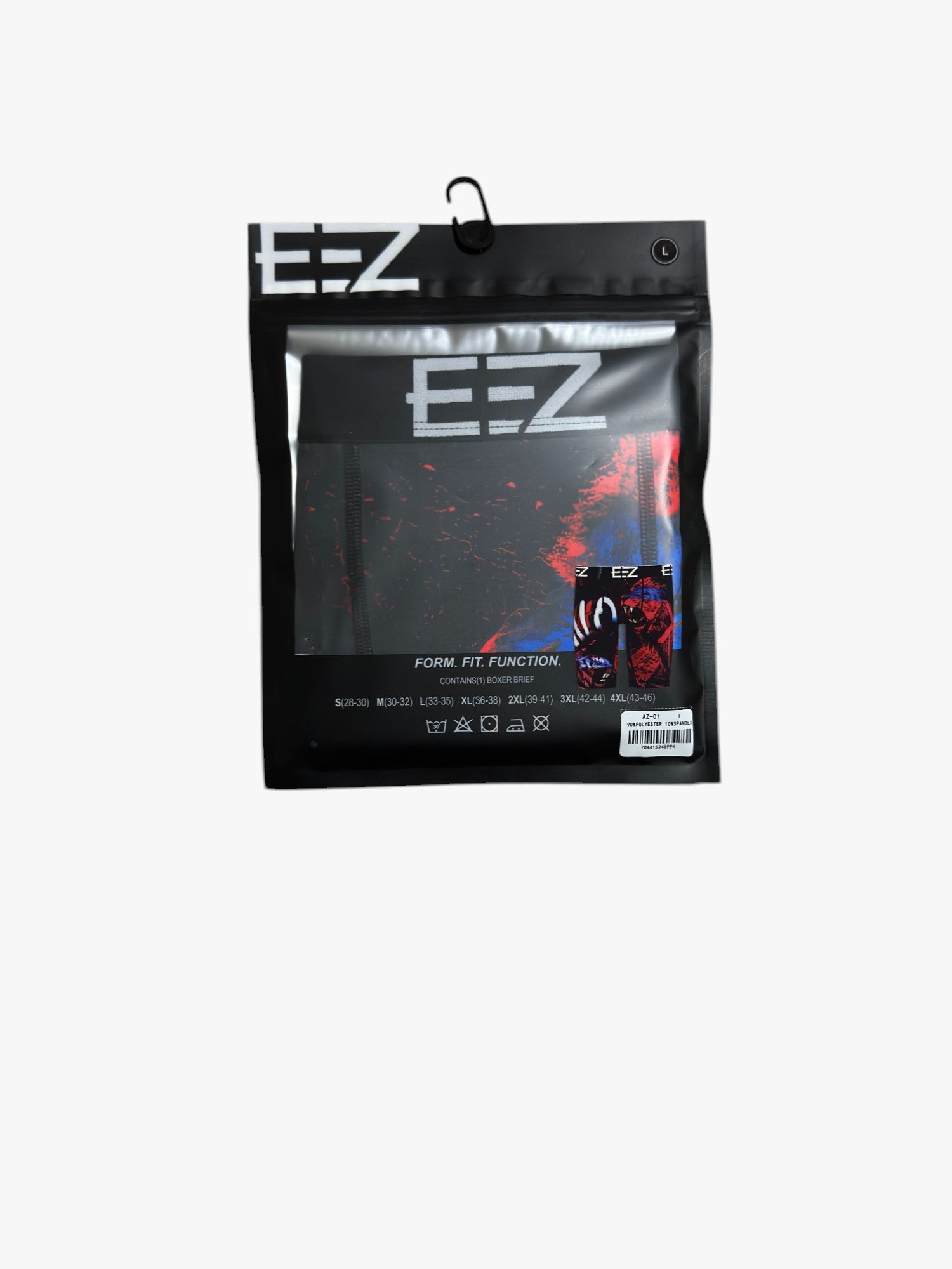 “EZ No Excuses boxer briefs – black & red lion print, moisture-wicking men’s underwear”